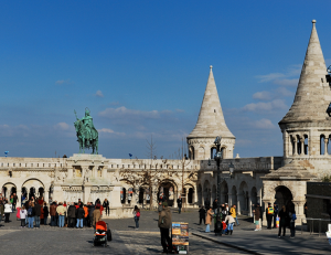 Fishermans Bastion with St Stephens Statue by Day Martin Haesemeyer