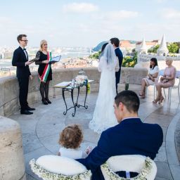 Buda Castle Wedding Fishermans Bastion Budapest Ceremony Officiant Misi MC Margareta Terrace
