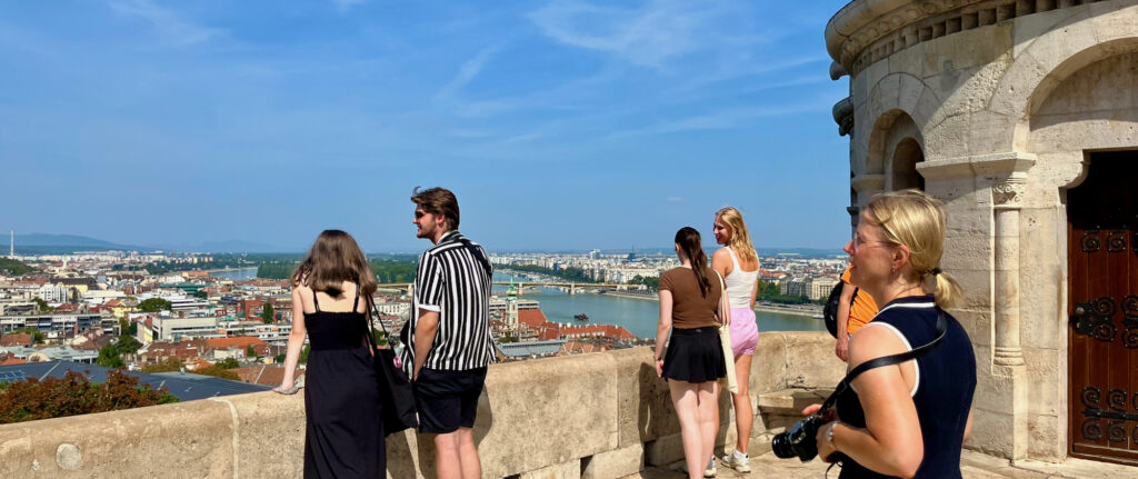 Fishermans Bastion Lookout Terrace view over Danube Budapest