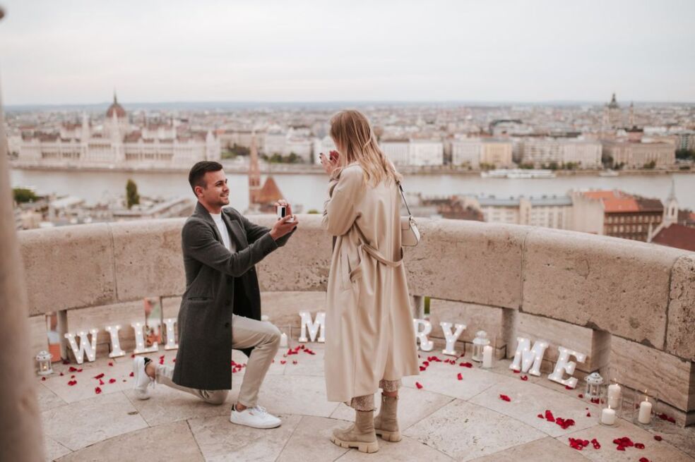 Proposal Fishermans Bastion Budapest Private Photographer Terrace Rental with View  Ihsan Unuvar